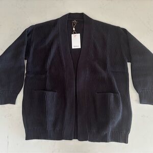 Quince Black 100% Organic Cotton Oversized Women's Cardigan Sweater